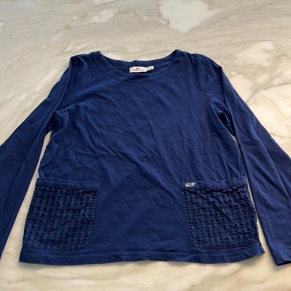 Girls Vineyard Vines Long-sleeve Shirt With Eyelet Pocket Detail